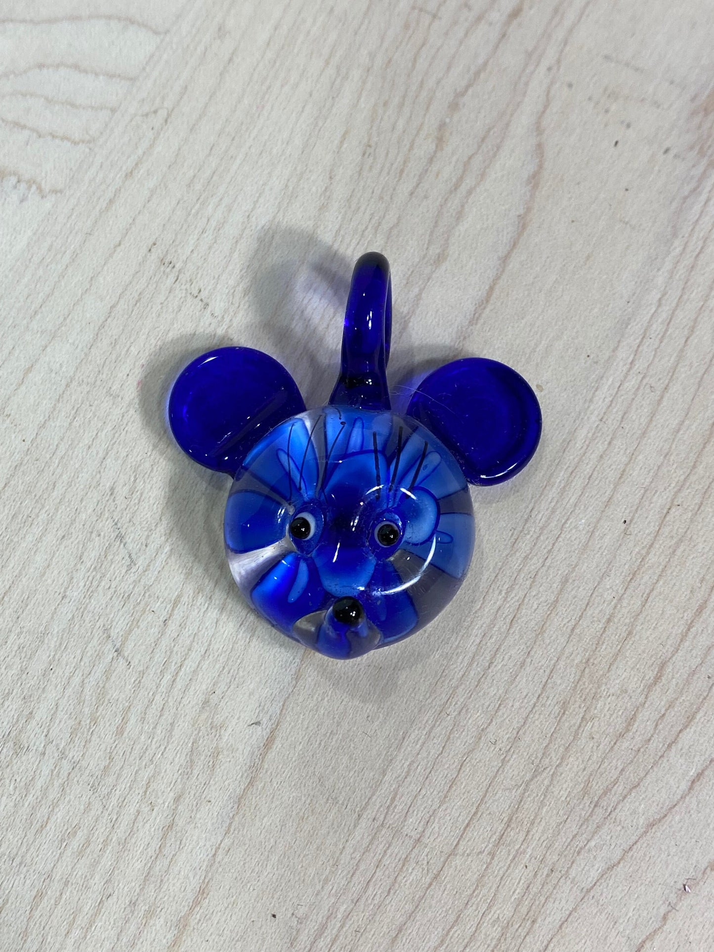 Vintage Charm of Hand Blown Glass Penguin Purple with Blue Flower