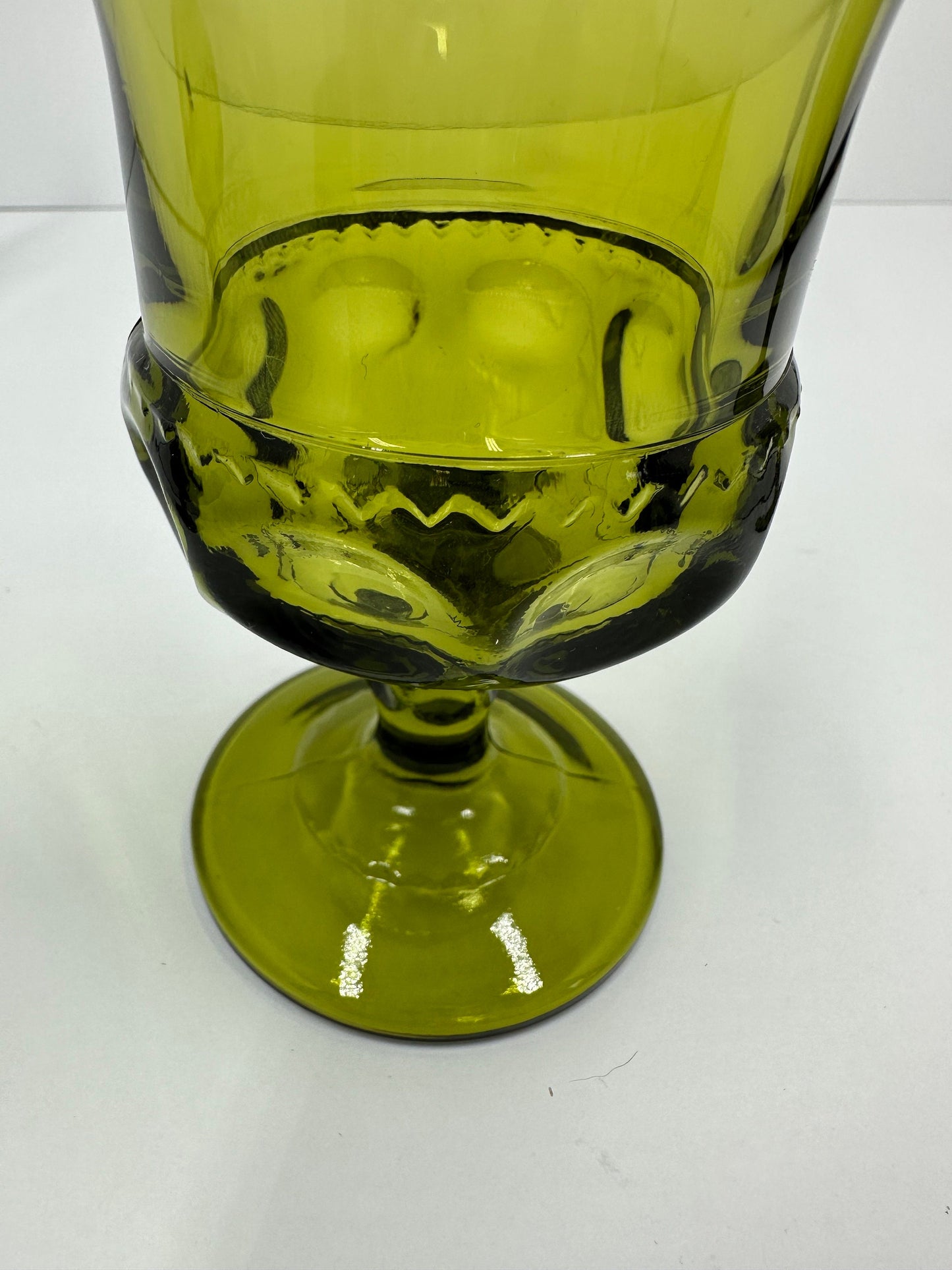 Vintage Glass Goblet Green with Square Base by Indiana Glass