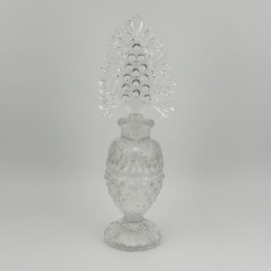 Vintage Perfume Bottle, Clear Crystal Cut Glass, Arrowhead Stopper Style.