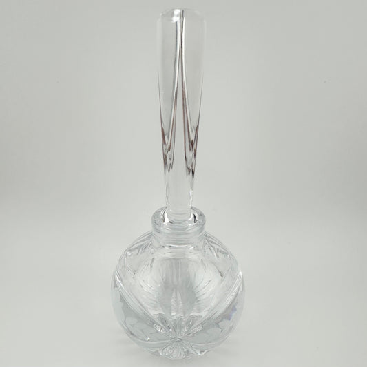 Vintage Perfume Bottle, Crystal, Etched Floral Design, Cut Glass, With Stopper.