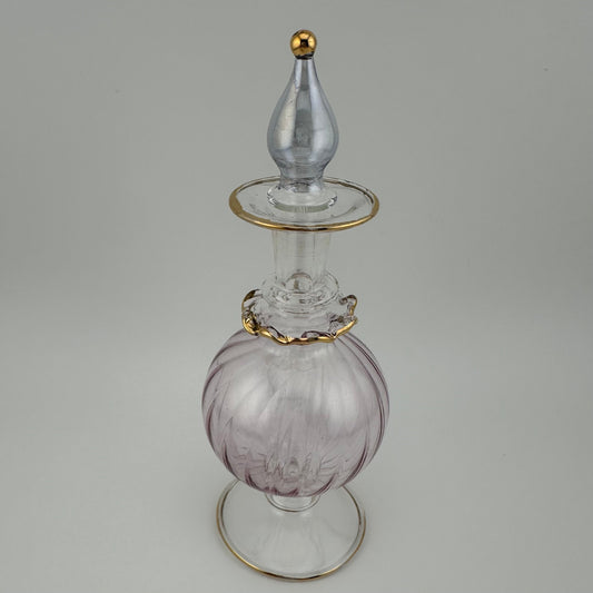 Vintage Perfume Bottle, Light Purple Glass, Hand Painted, Art Deco, Gilded, Glass Dauber.