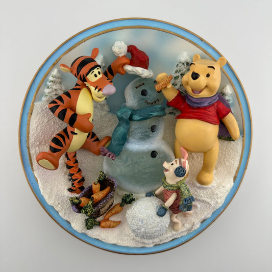 Vintage Plate of Winnie the Pooh 3D by Bradford Exchange Winter Decor