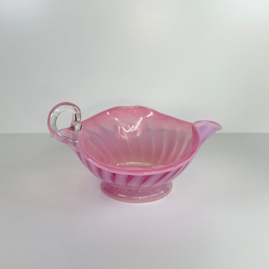Vintage Pink Glass with Pinched Edges and Finger Loop.
