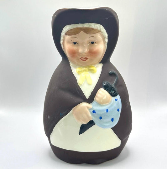 Vintage Pitcher of Mrs. Gamp Made from Porcelain and Made in Germany