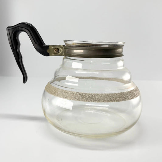 Vintage Coffee Pot with Gold Stripe Made of Glass by Kent Vacuum