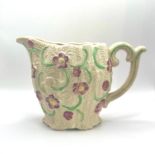 Vintage Pitcher with Victorian Muave Floral Design Made in Japan