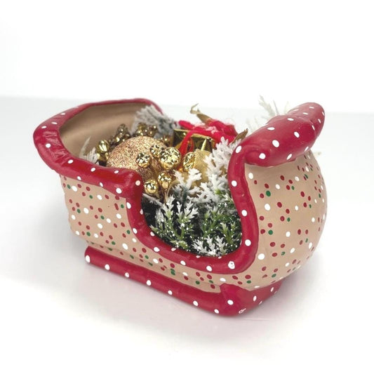 Vintage Ceramic Hand-painted Santa’s Sleigh Made by Kimple Mold Corp